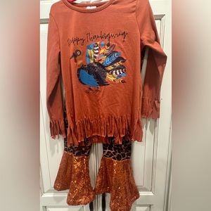 Sparkle in Pink girls Thanksgiving outfit, size 2X or 6.